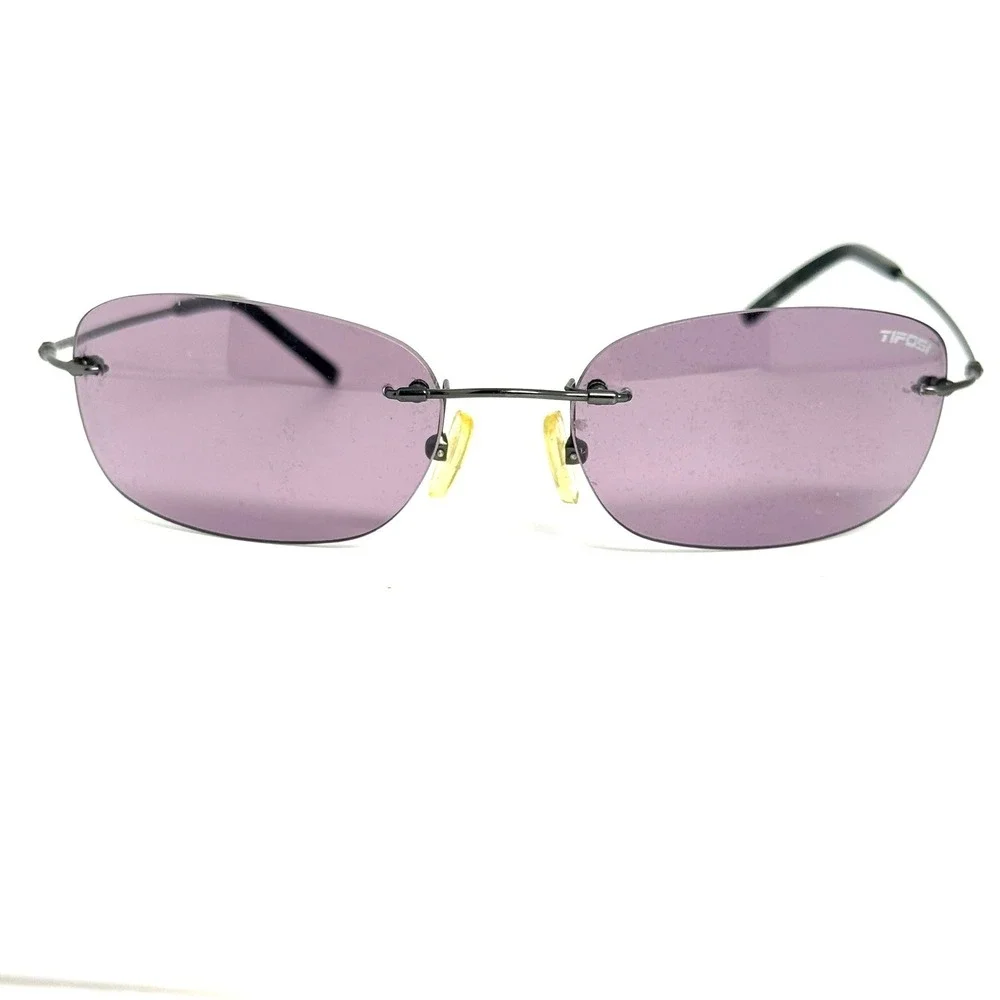 Tifosi Fade T-F830 Rimless Sunglasses Purple Tint Lens Sport Wrap Metallic Frame